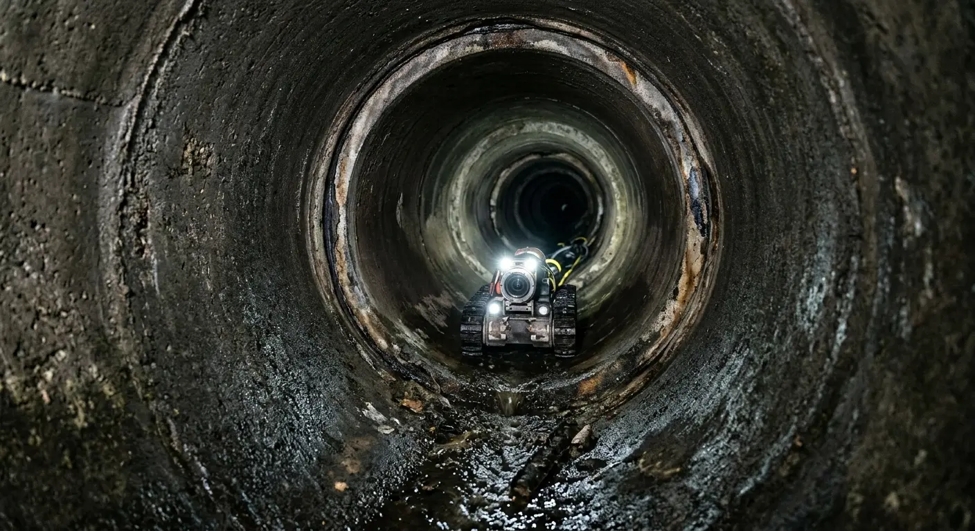 Robotic sewer camera inspecting pipe interior for Drain Snake Service in Riverview